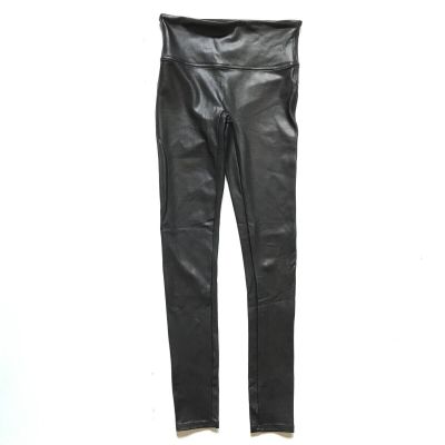 Spanx Faux Leather Leggings Pants Womens Small Black Ankle High Rise Waist